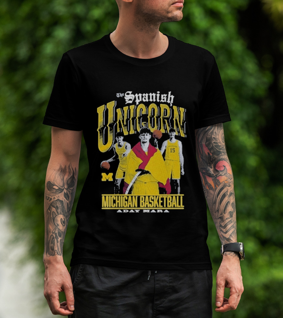 Spanish Unicorn Michigan Basketball Aday Mara Players With Basketball T-Shirt