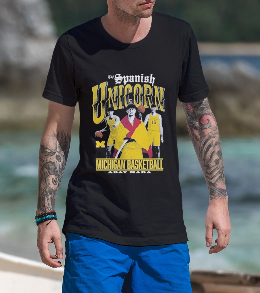 Spanish Unicorn Michigan Basketball Aday Mara Players With Basketball T-Shirt