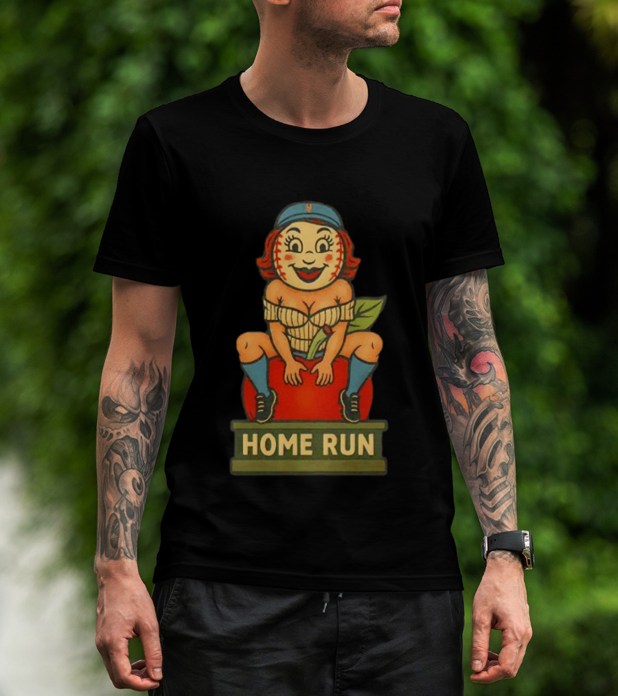 Mrs Met Home Run New York Mets Vintage Baseball Pin Up T-Shirt