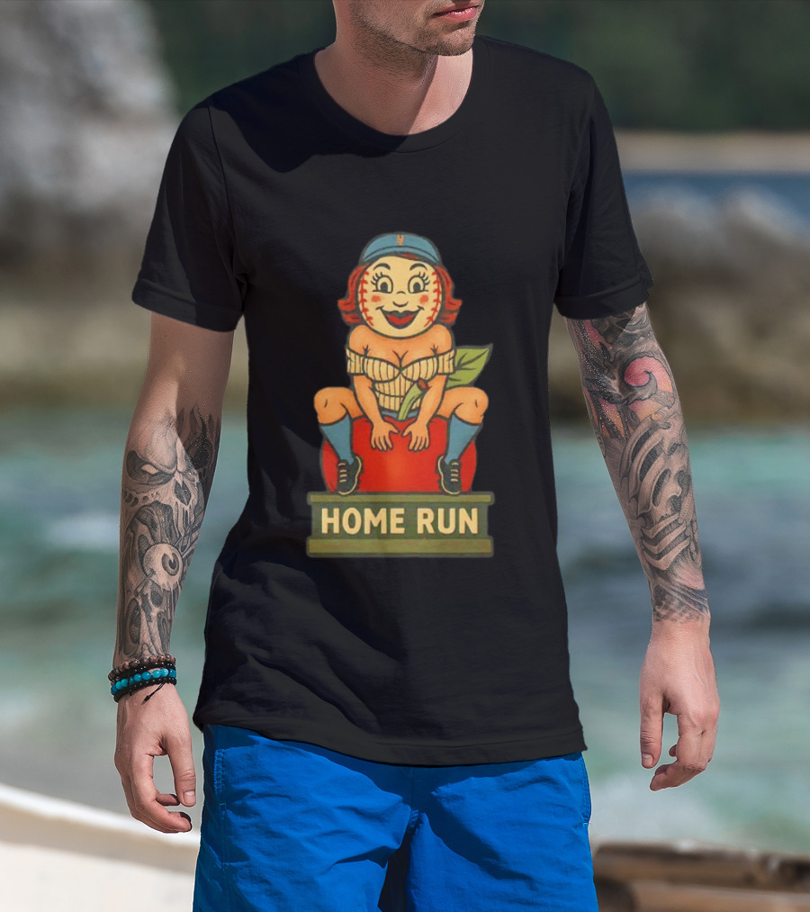 Mrs Met Home Run New York Mets Vintage Baseball Pin Up T-Shirt