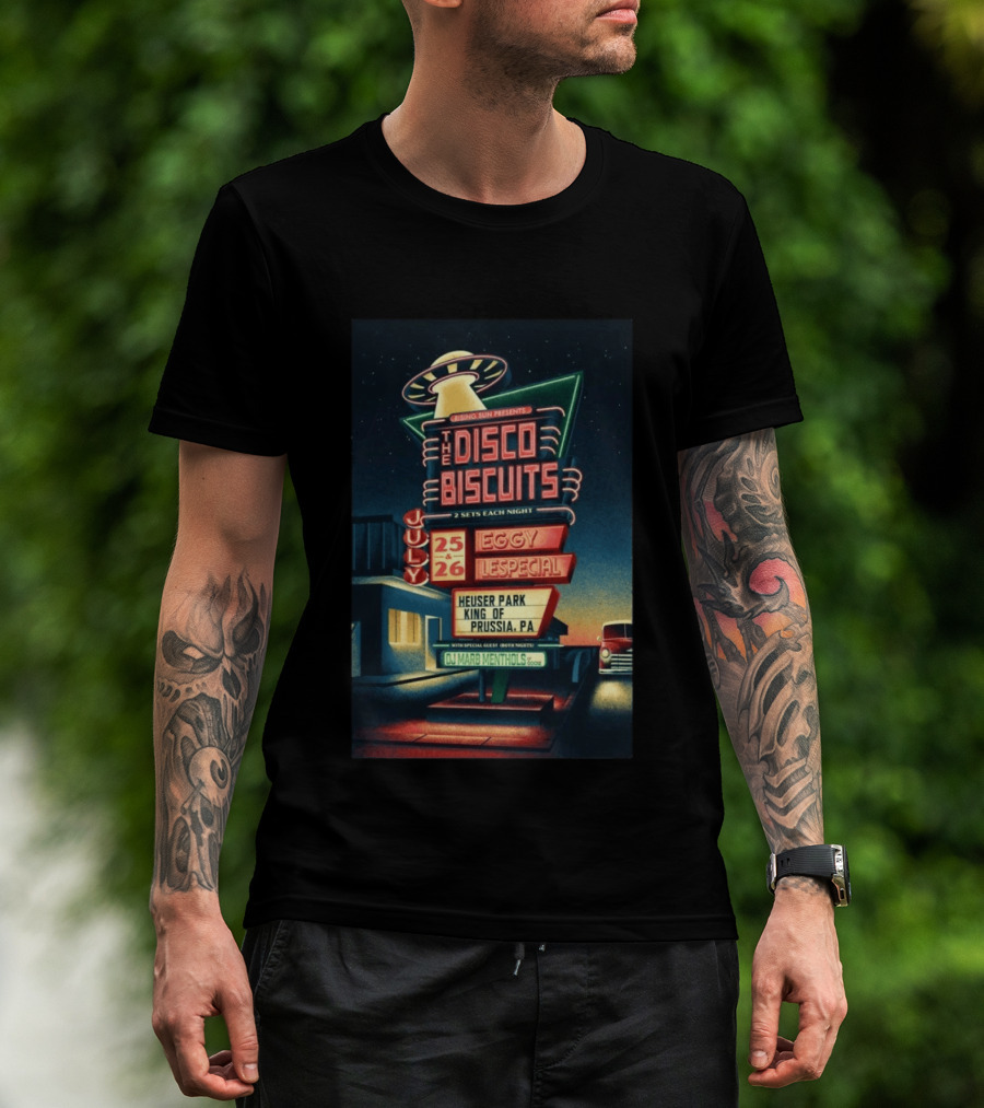 Rising Sun Presents The Disco Biscuits July 25 Eggy 26 Lespecial Heuser Park King Of Prussia PA T-Shirt
