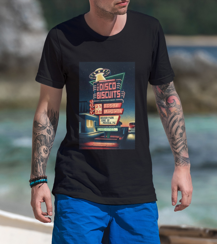 Rising Sun Presents The Disco Biscuits July 25 Eggy 26 Lespecial Heuser Park King Of Prussia PA T-Shirt