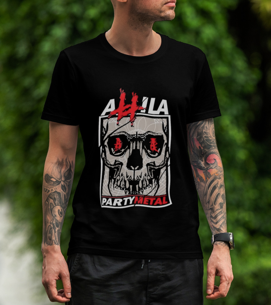 Attila Skull Party Metal Graphic With Red Accents T-Shirt