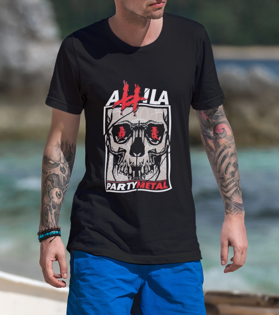 Attila Skull Party Metal Graphic With Red Accents T-Shirt