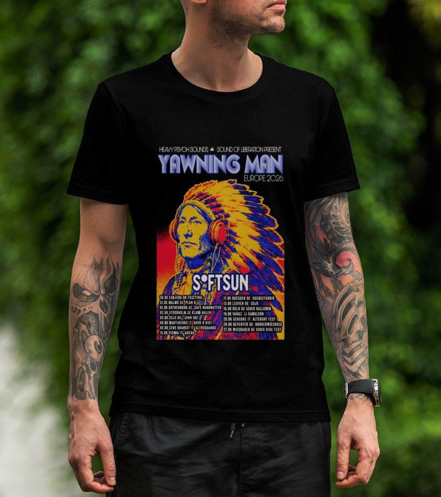 Heavy Psych Sounds Yawning Man Softsun Europe 2026 Tour T-Shirt