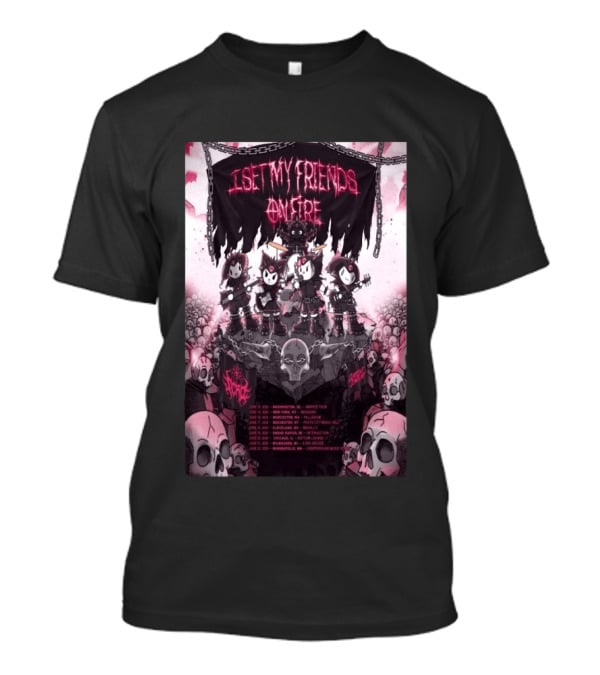 I Set My Friends On Fire Warped Tour 2026 Concert Tour Dates Skulls Chains T-Shirt