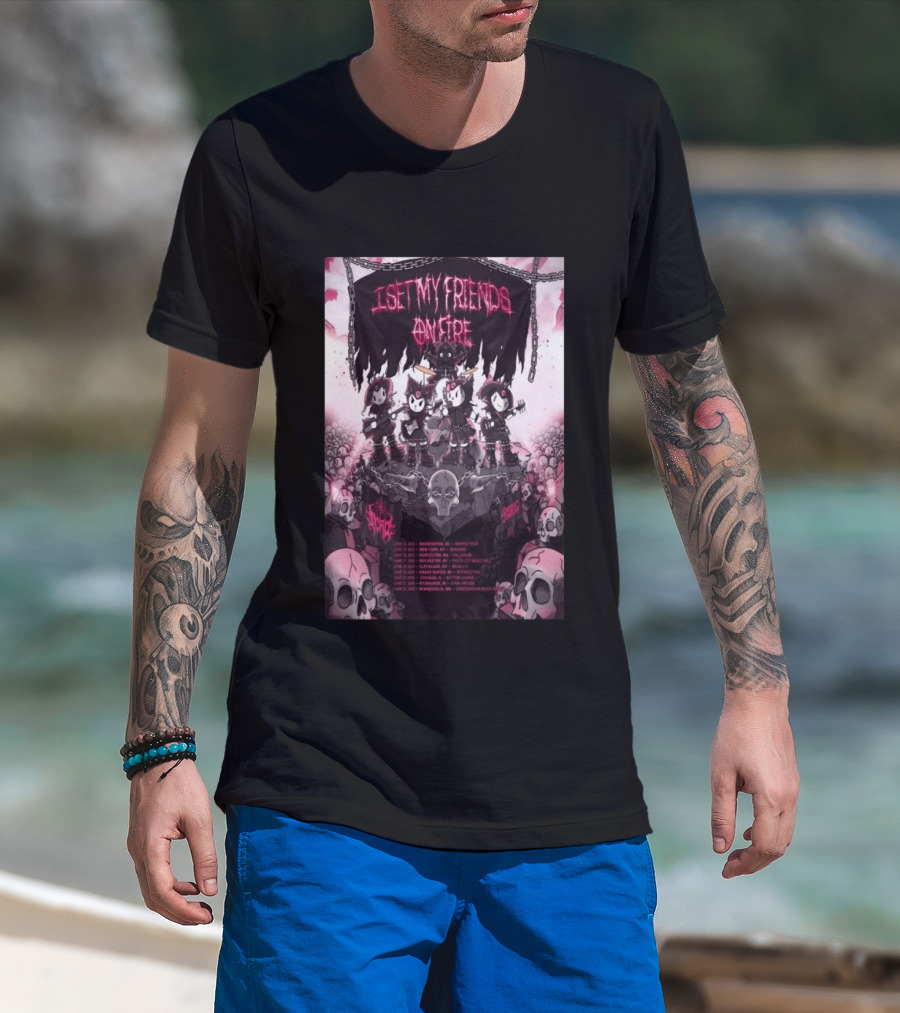 I Set My Friends On Fire Warped Tour 2026 Concert Tour Dates Skulls Chains T-Shirt