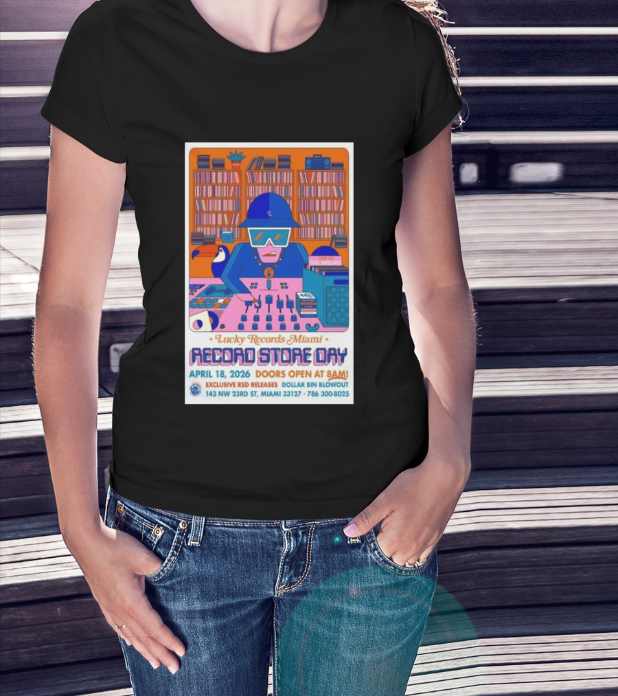 Lucky Records Miami Record Store Day April 18 2026 Exclusive RSD Releases Dollar Bin Blowout T-Shirt