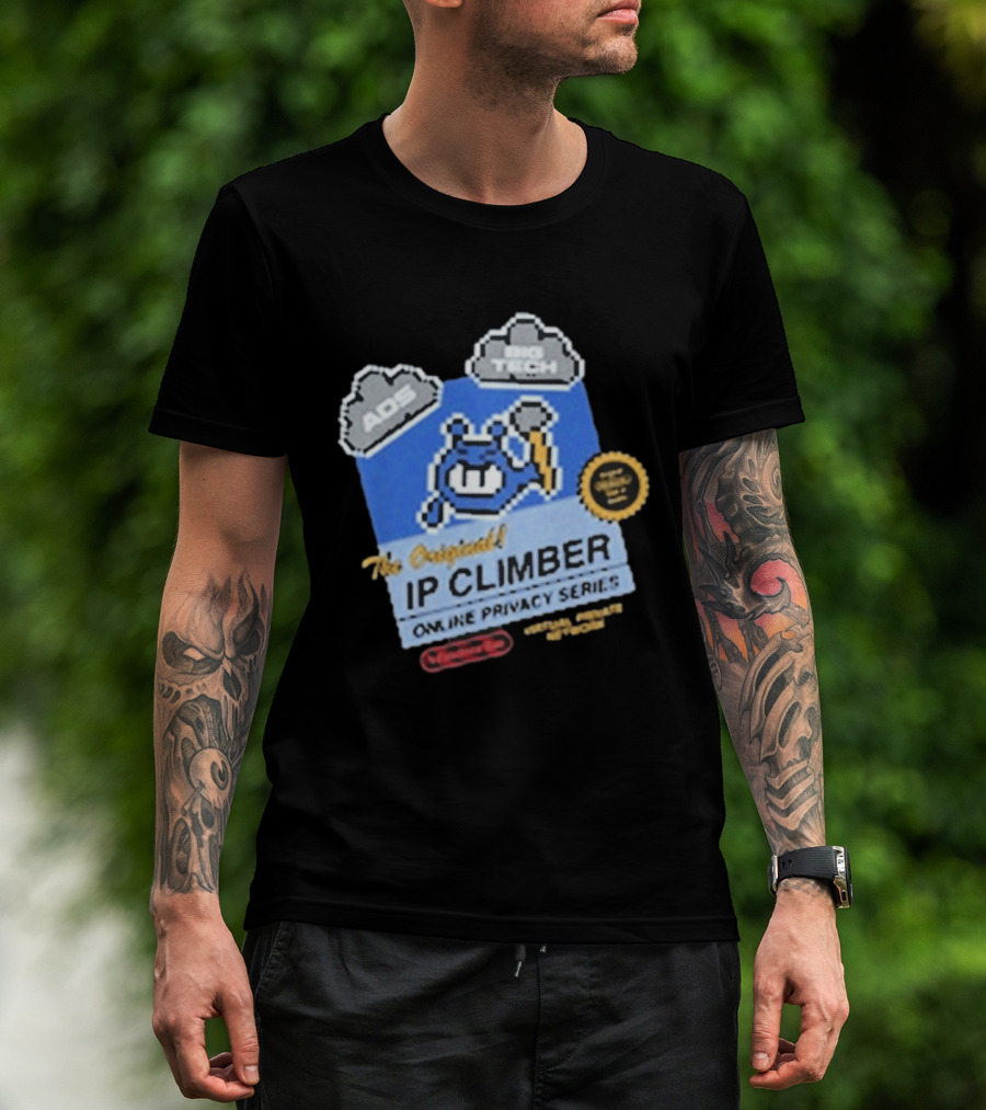 The Original IP Climber Online Privacy Series Retro Tech AOS Pixel Gaming T-Shirt