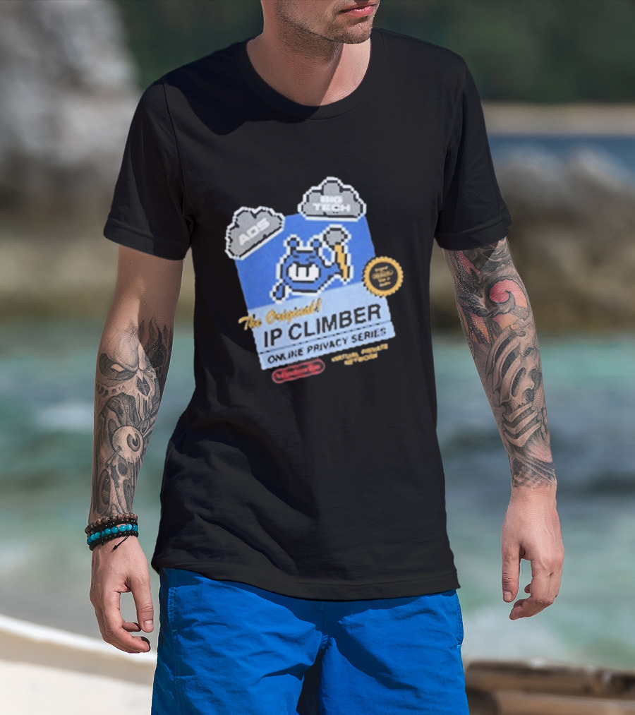 The Original IP Climber Online Privacy Series Retro Tech AOS Pixel Gaming T-Shirt