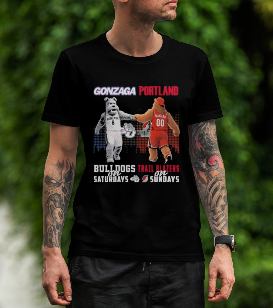 Gonzaga Bulldogs Saturdays Portland Blazers Sundays Sports Fans Mascots T-Shirt