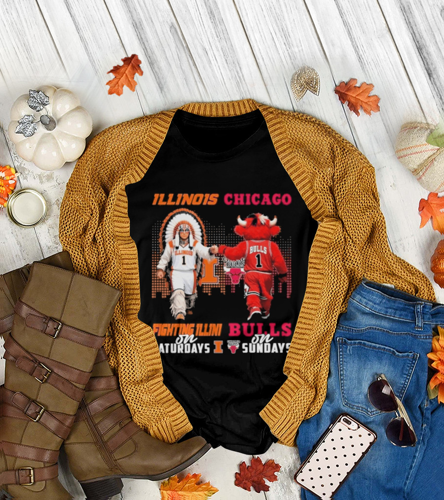 Illinois Fighting Illini On Saturdays Chicago Bulls On Sundays T-Shirt