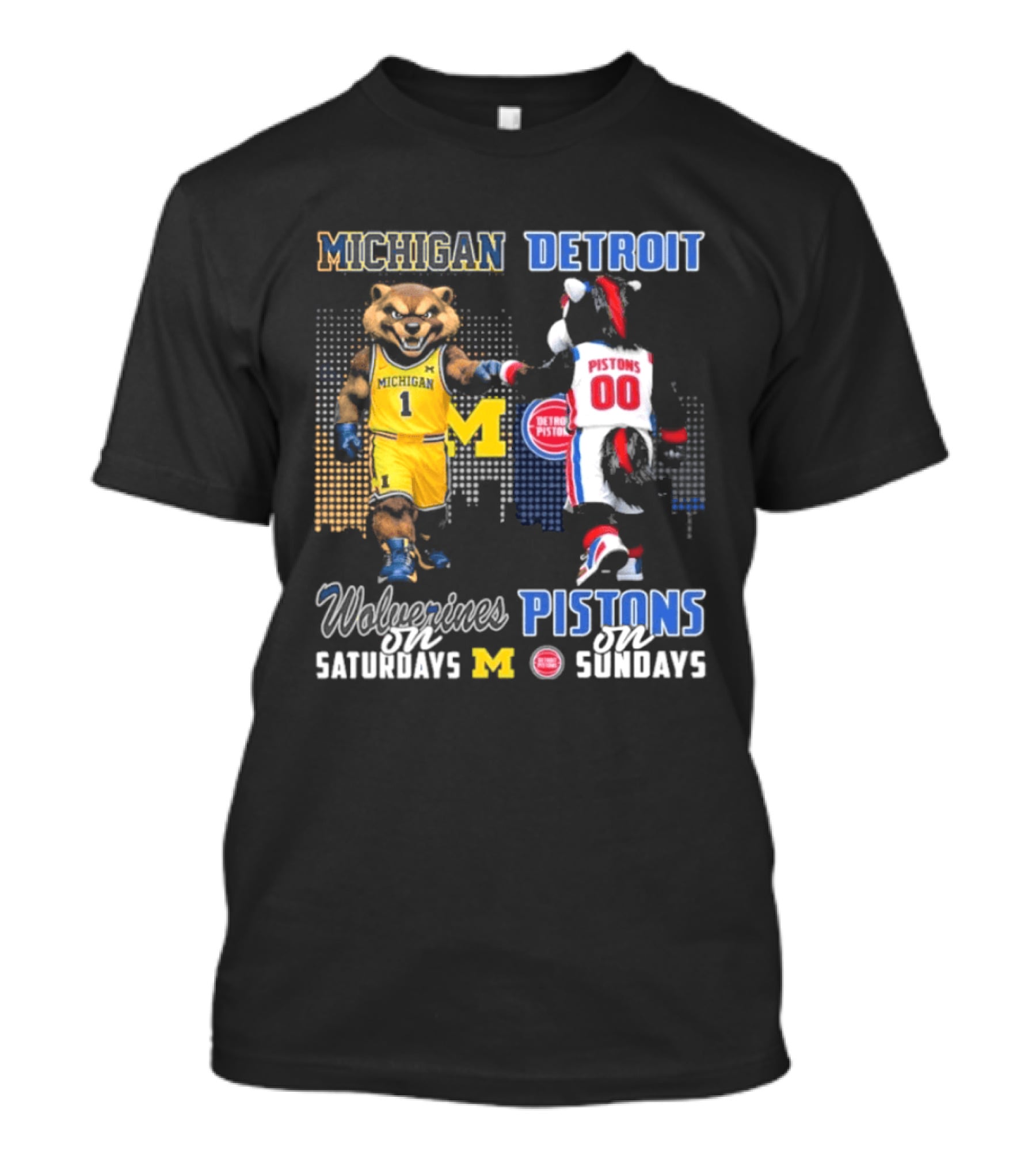 Michigan Wolverines Saturdays Detroit Pistons Sundays Mascots T-Shirt