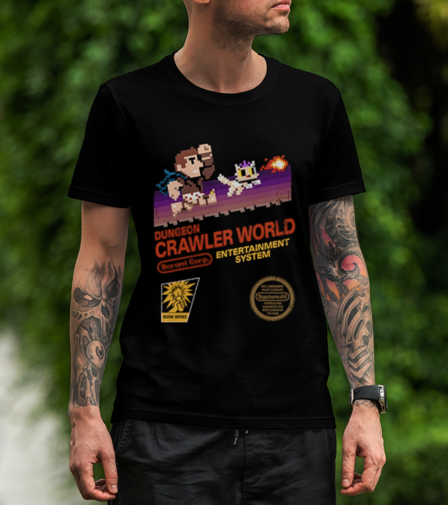 Dungeon Crawler World Entertainment System Pixel Adventure Quest Retro Game T-Shirt