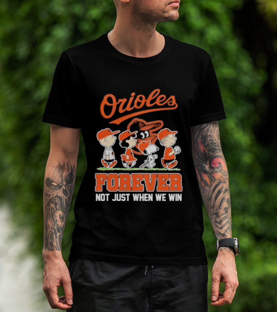 Orioles Forever Peanuts Characters Baseball Team Spirit T-Shirt
