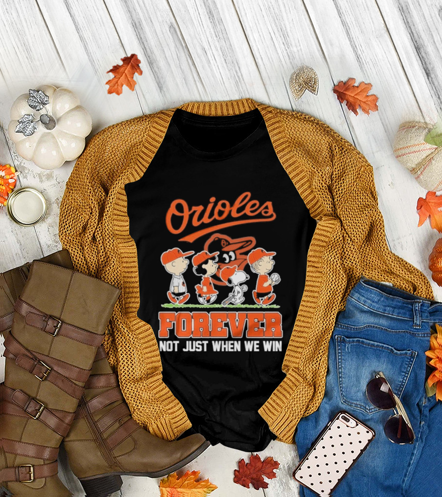 Orioles Forever Peanuts Characters Baseball Team Spirit T-Shirt