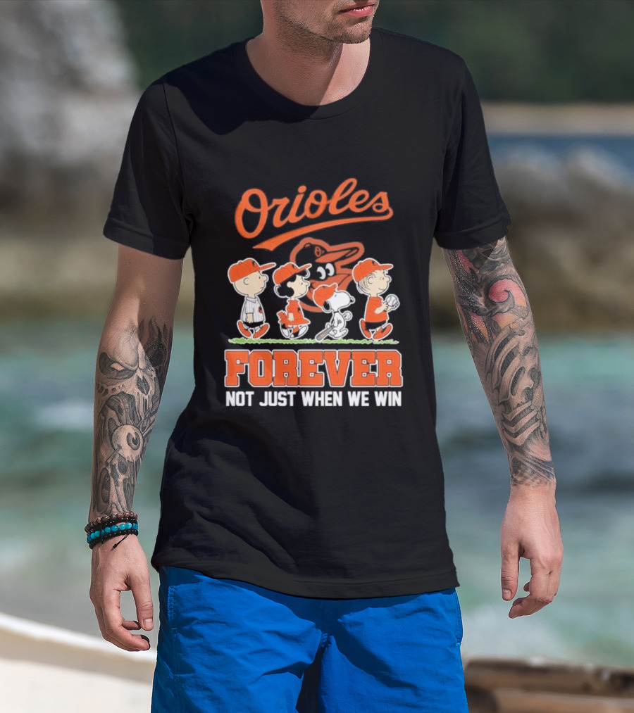 Orioles Forever Peanuts Characters Baseball Team Spirit T-Shirt