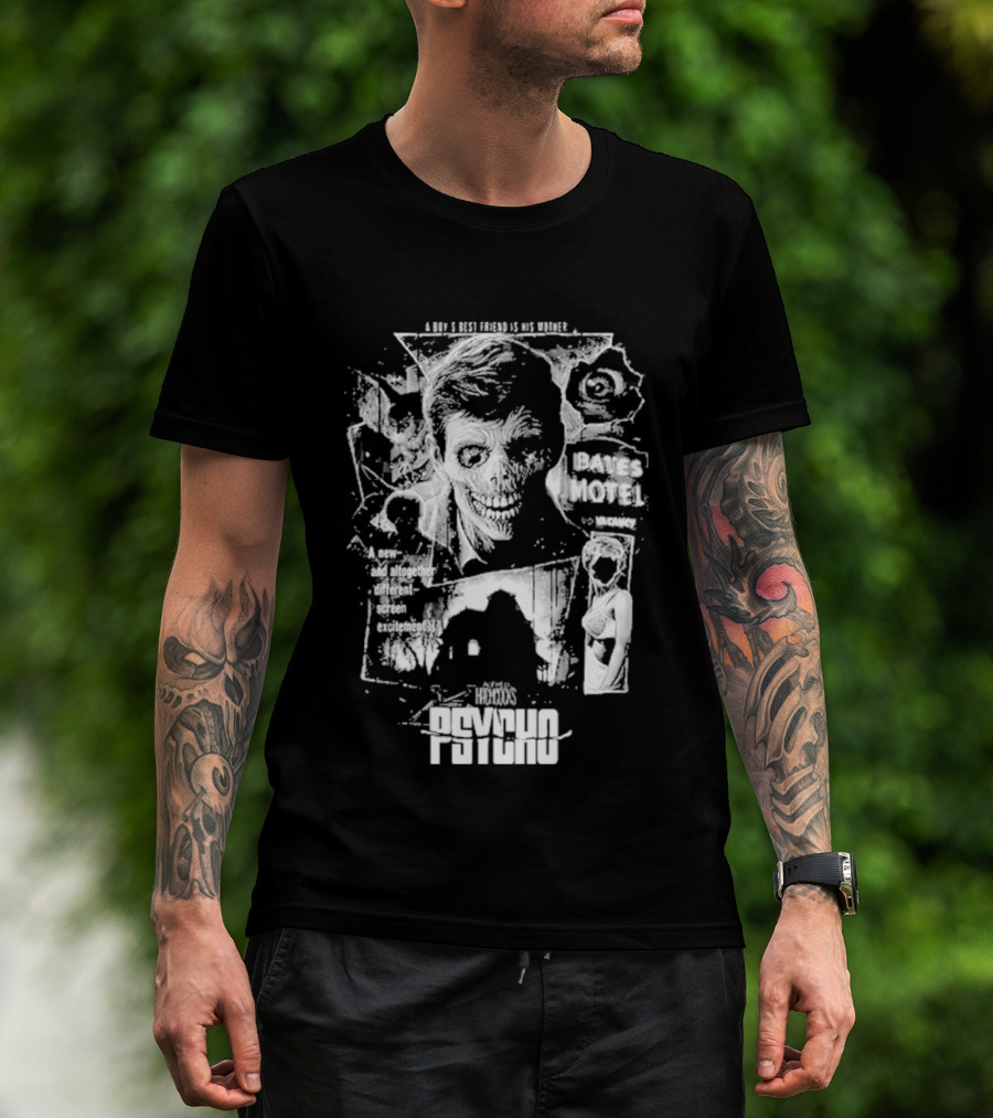 Psycho Hitchcock Collage 1960 Classic Movie Icy Blackness 2026 T-Shirt