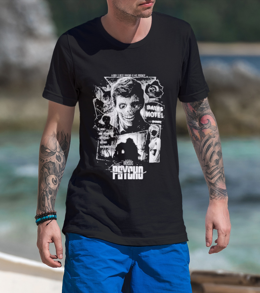 Psycho Hitchcock Collage 1960 Classic Movie Icy Blackness 2026 T-Shirt