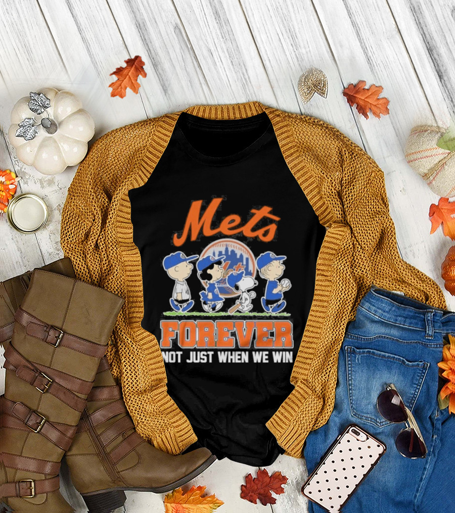 Mets Peanuts Characters Forever Not Just When We Win Baseball Collaboration T-Shirt