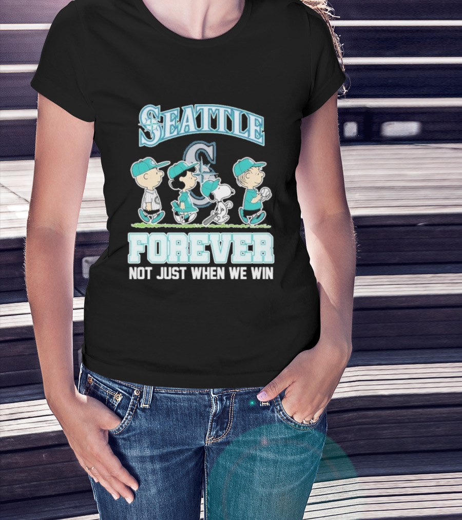 Seattle Mariners Peanuts Characters Forever Not Just When We Win T-Shirt