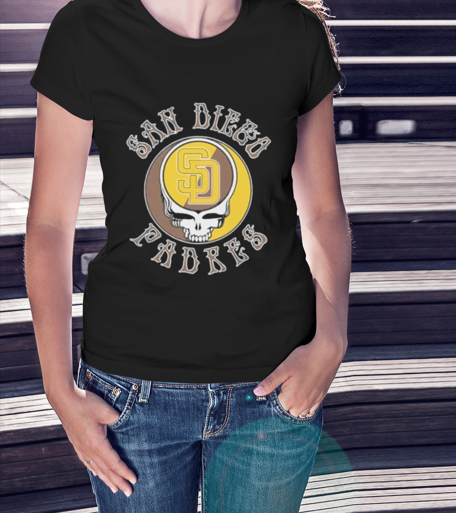 San Diego Padres SD Skull Brown Yellow T-Shirt