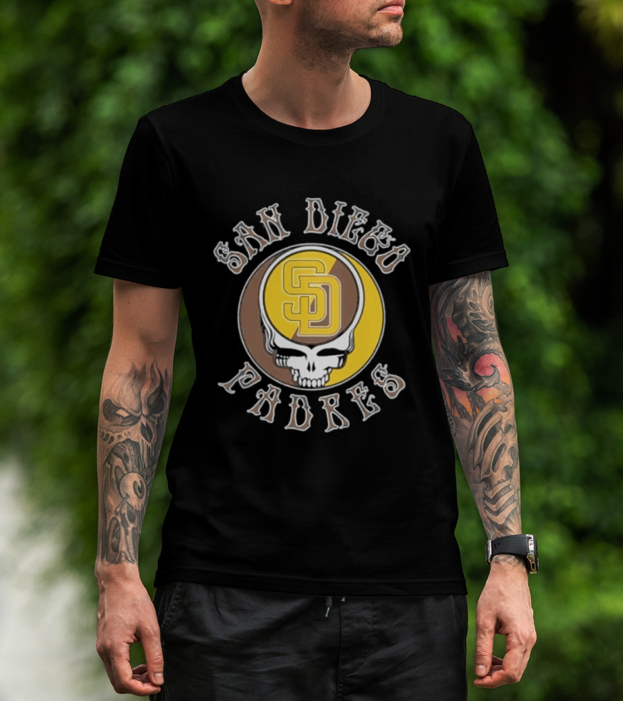 San Diego Padres SD Skull Brown Yellow T-Shirt