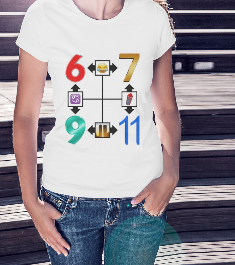 67 69 9 11 Emoji Directional Symbols With Laughing Face Crying Tears T-Shirt