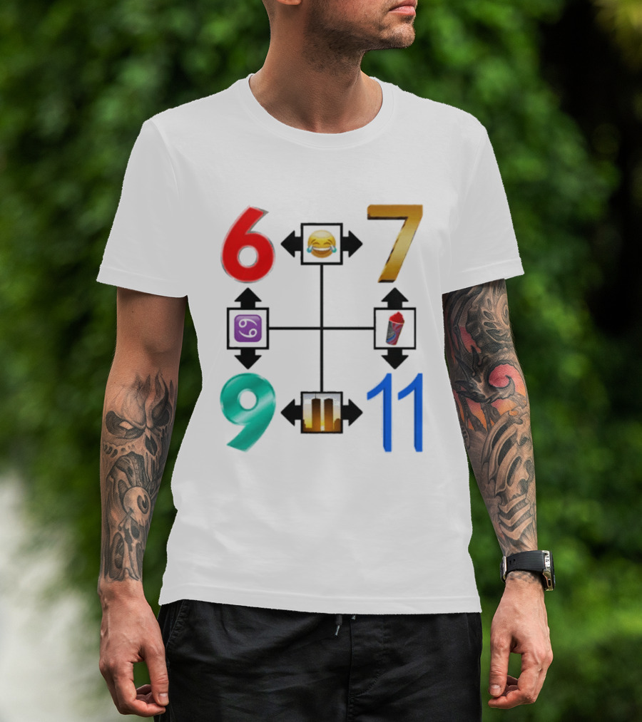 67 69 9 11 Emoji Directional Symbols With Laughing Face Crying Tears T-Shirt