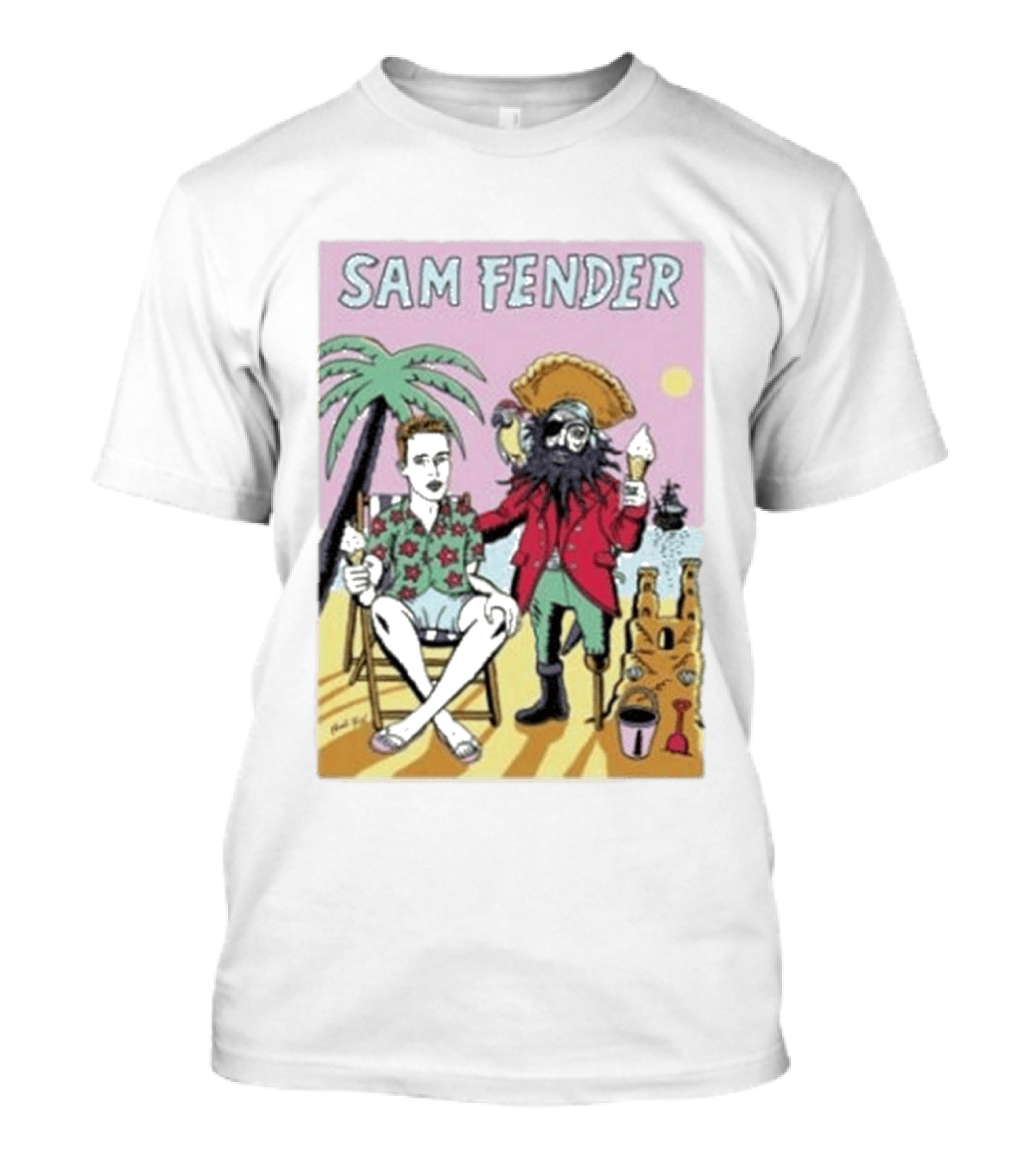 Sam Fender Tropical Pirate Ice Cream Adventure Scene T-Shirt