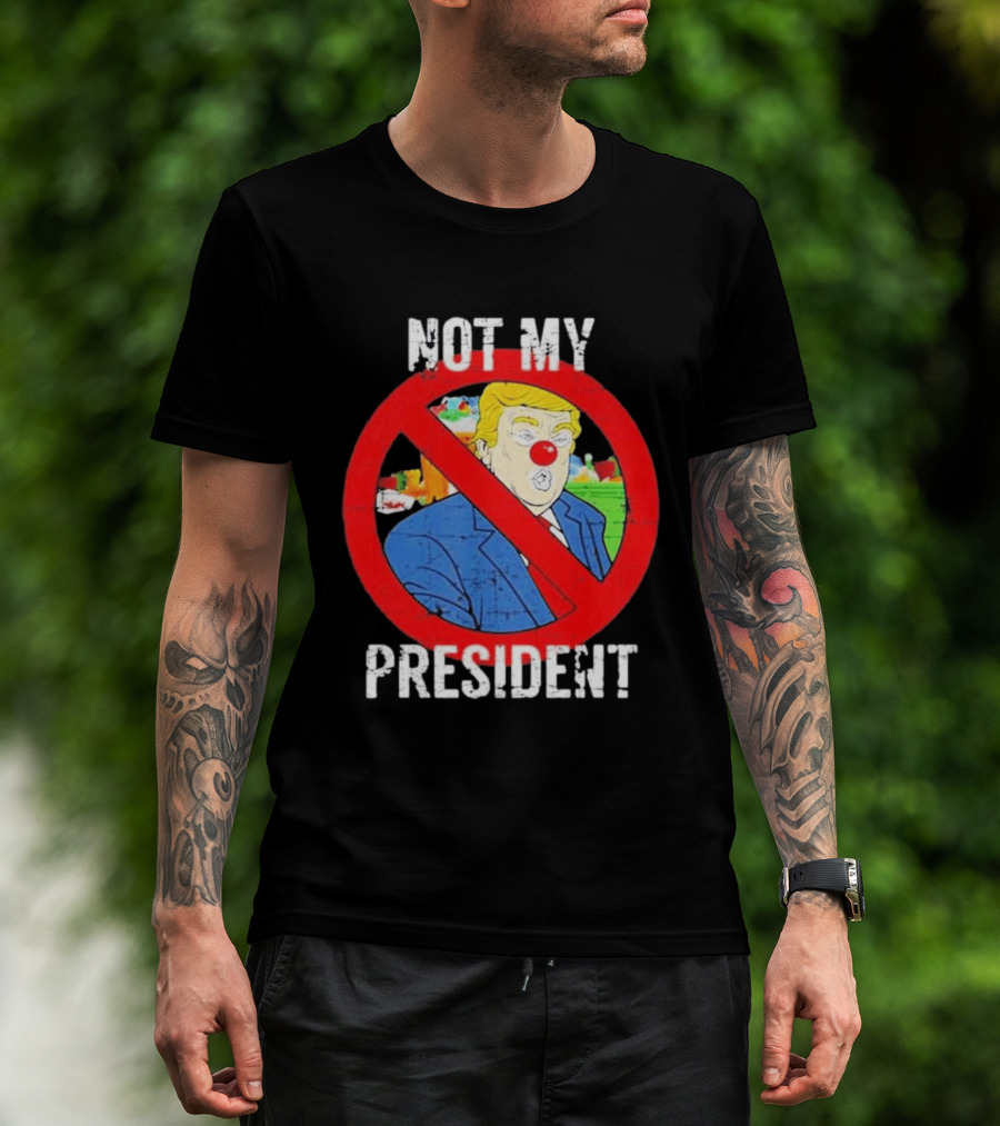 Not My President Trump Clown Red Circle T-Shirt