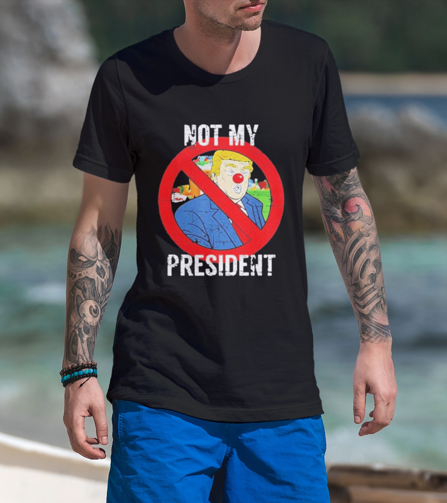 Not My President Trump Clown Red Circle T-Shirt