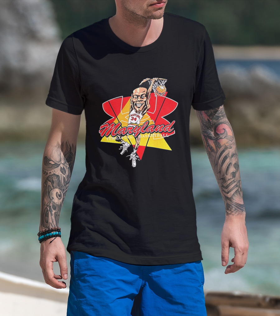 Len Bias Maryland Terrapins Mens Basketball Player Caricature T-Shirt