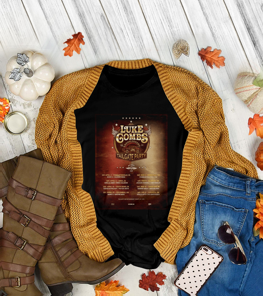 Luke Combs Bootleggers Tailgate Party 2026 My Kinda Saturday Night Tour City Dates Whiskey Jam T-Shirt