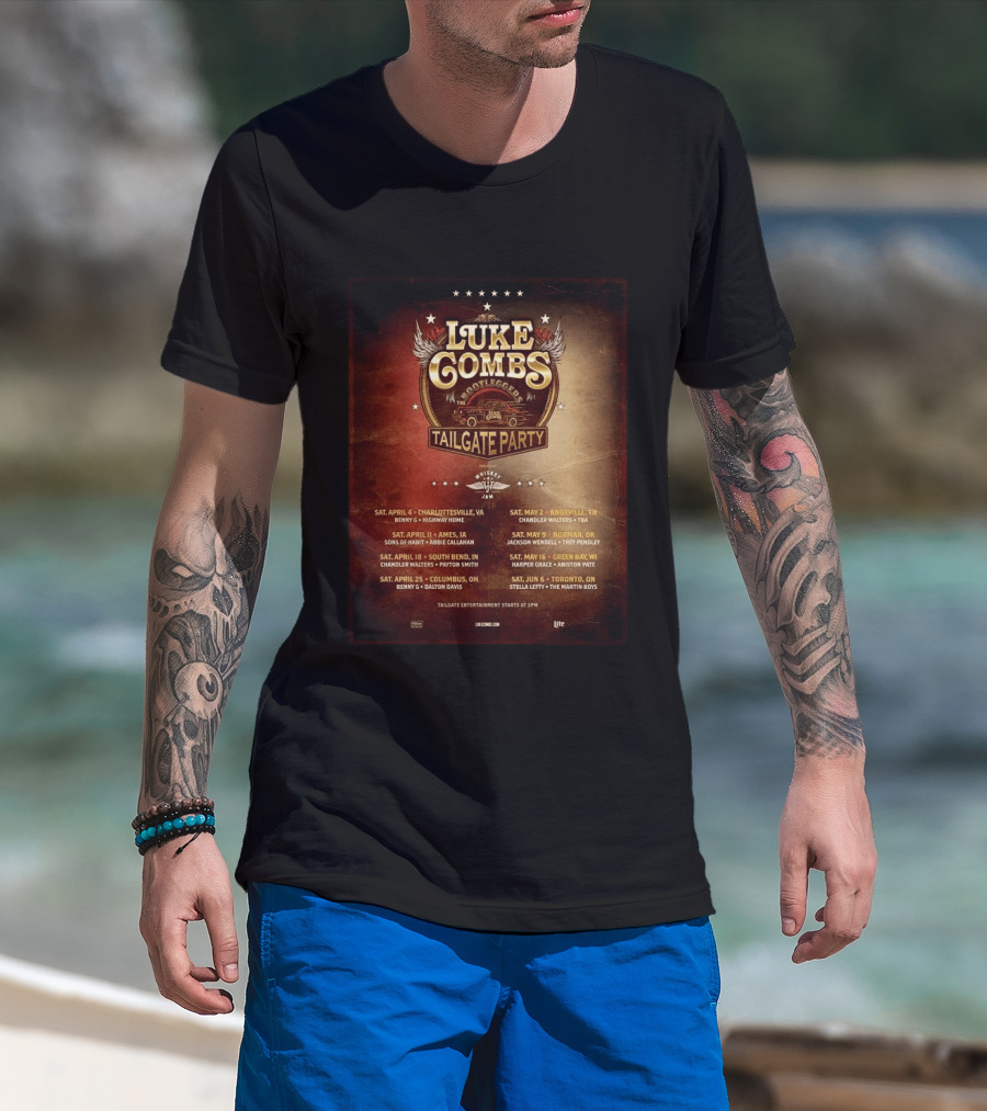 Luke Combs Bootleggers Tailgate Party 2026 My Kinda Saturday Night Tour City Dates Whiskey Jam T-Shirt