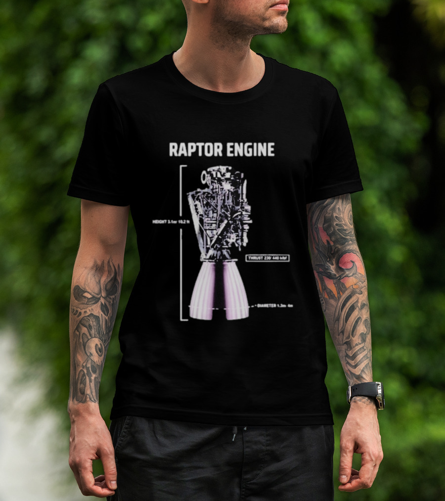 Raptor Engine Thrust 230 440 Klb Elon Musk T-Shirt