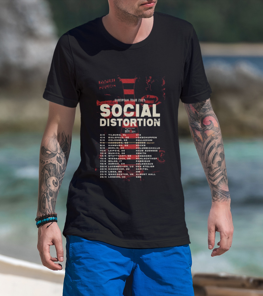 Social Distortion European Tour 2025 Tilburg Berlin Manchester London Dates Venues T-Shirt