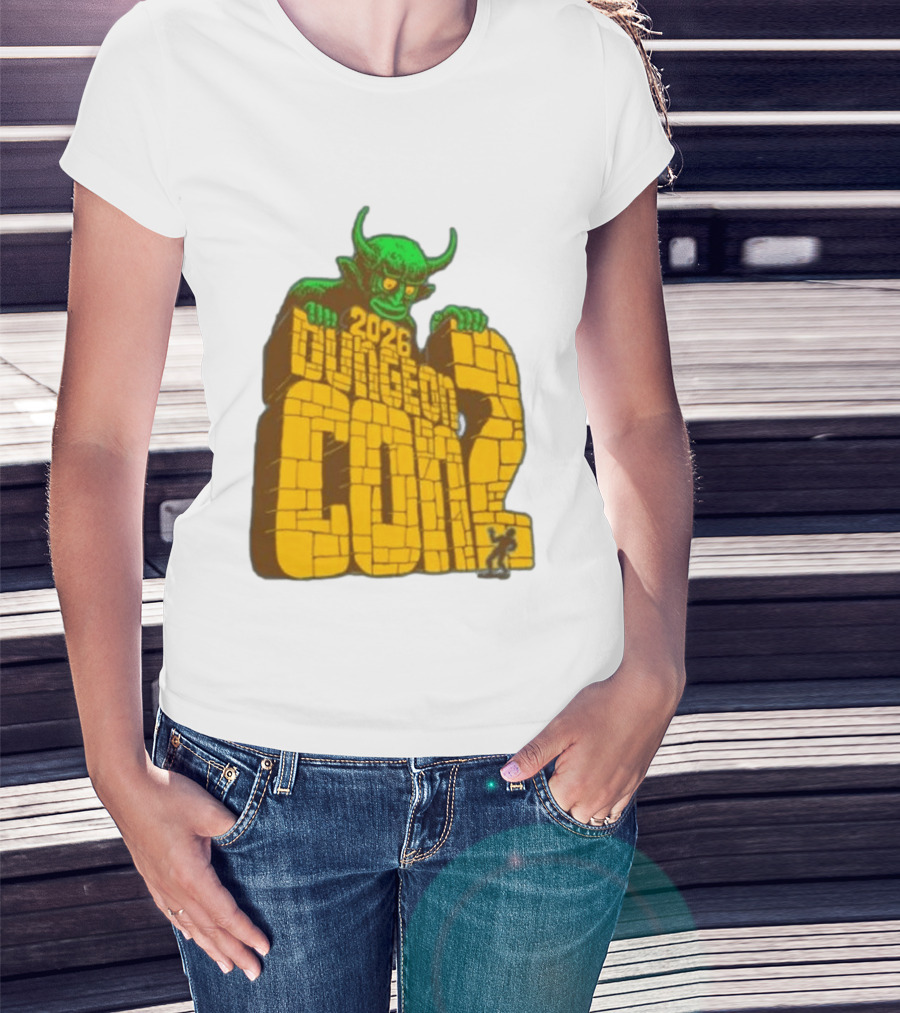 2026 Dungeon Con 2 Goodman Games Logo Green Monster T-Shirt