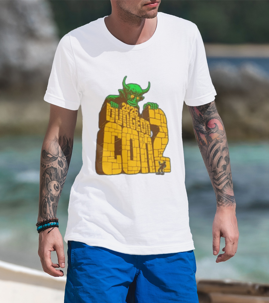 2026 Dungeon Con 2 Goodman Games Logo Green Monster T-Shirt