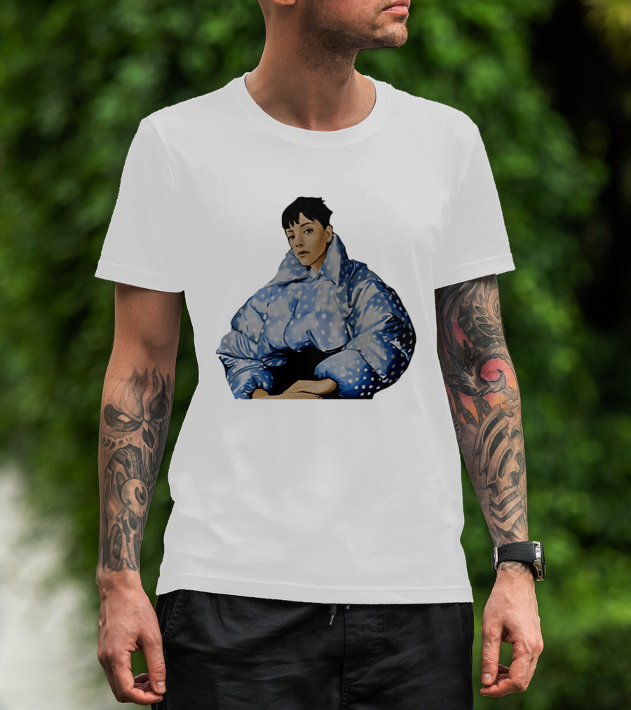 Lily Allen West End Girl Blue Polka Dot Puffer Jacket Style Fashion T-Shirt