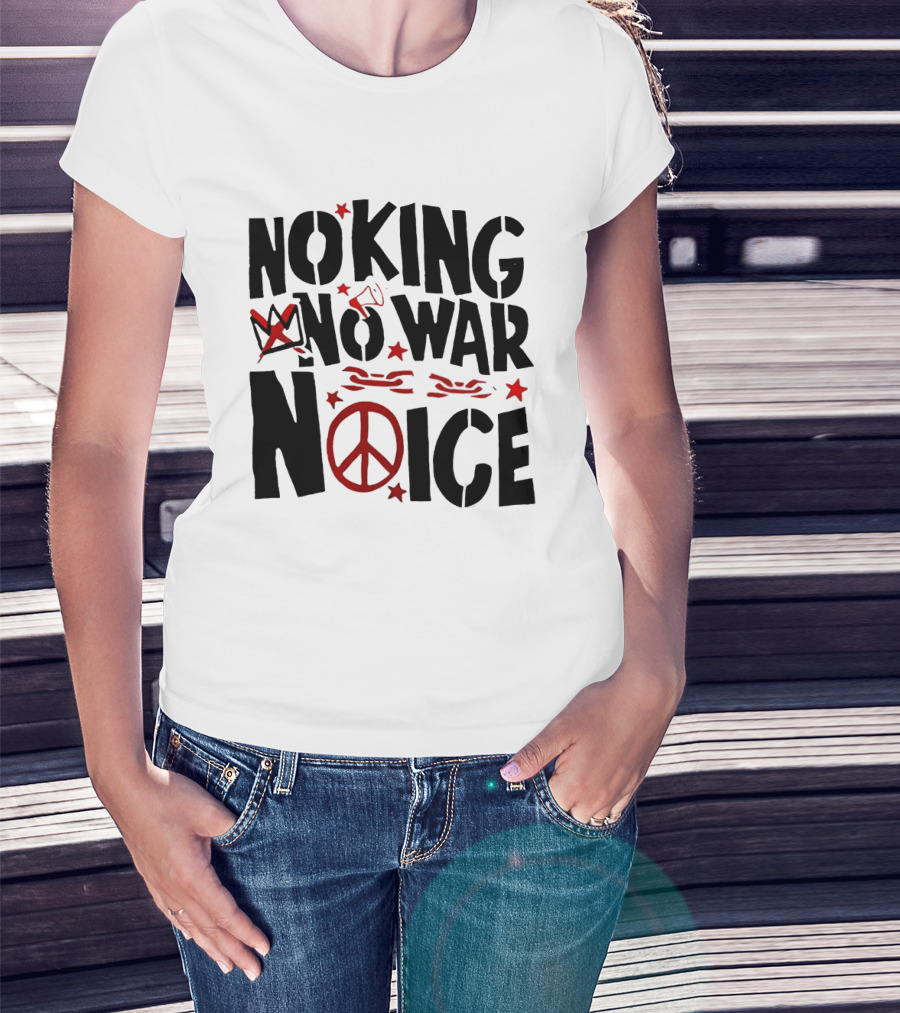 No King No War Peace Symbol Chain And Crown T-Shirt