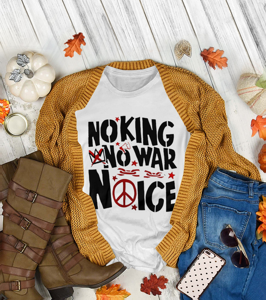 No King No War Peace Symbol Chain and Crown T-Shirt
