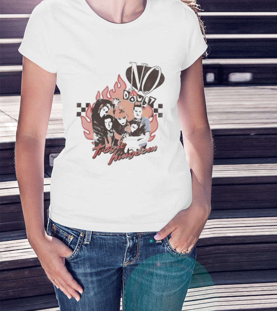 No Doubt Tragic Kingdom Band Flames And Checkerboard T-Shirt