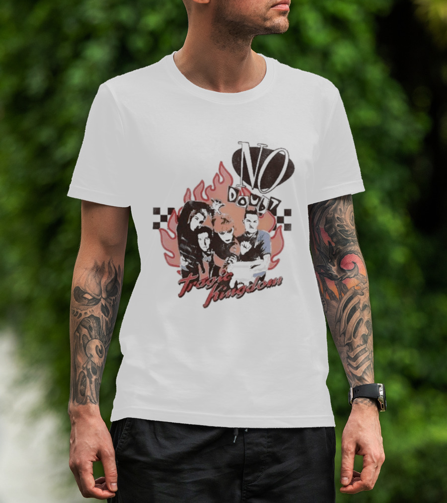 No Doubt Tragic Kingdom Band Flames And Checkerboard T-Shirt