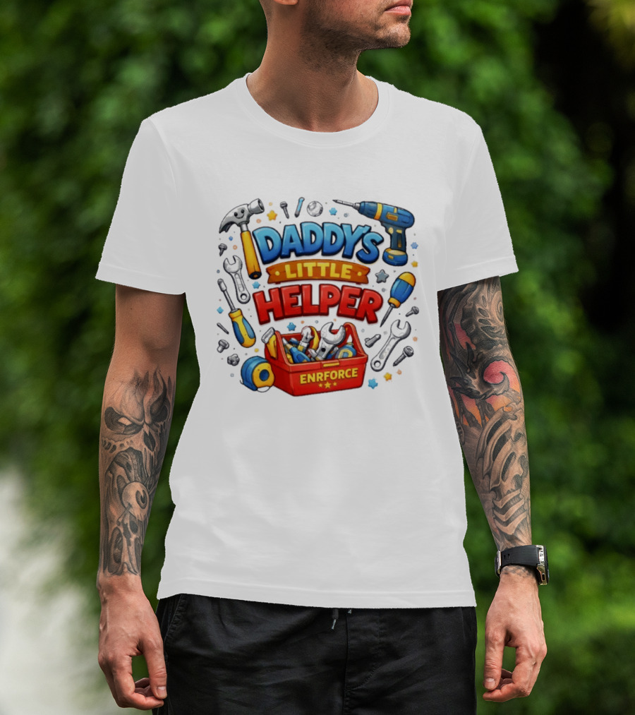 Daddy's Little Helper Enrforce Toolbox Tools And Stars T-Shirt