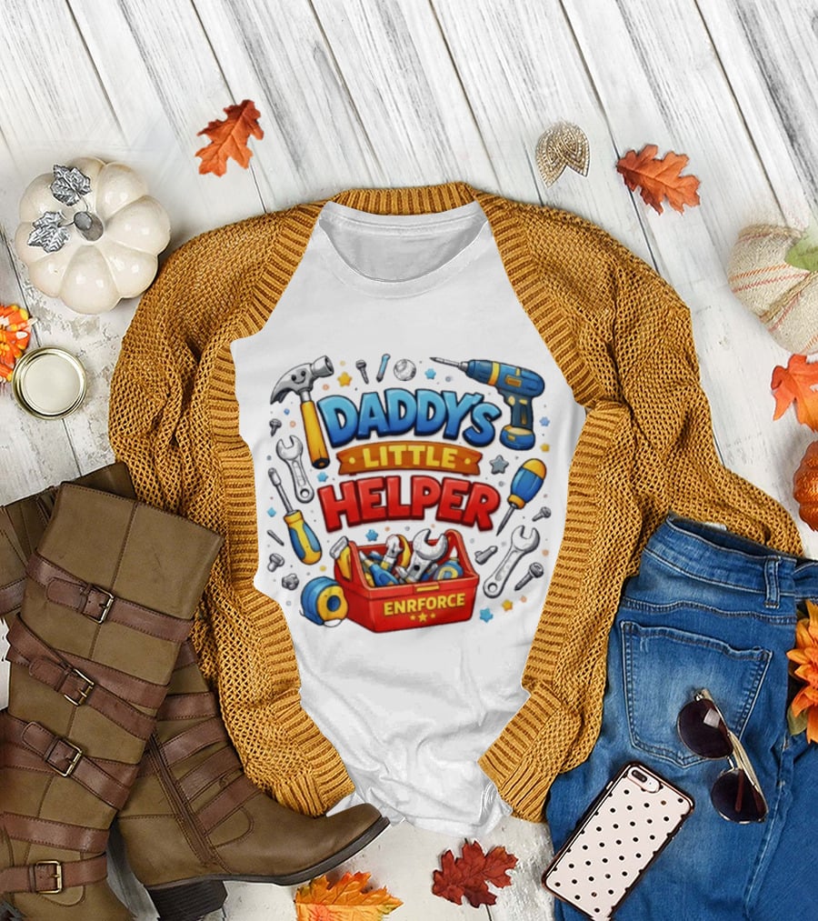 Daddy's Little Helper Enrforce Toolbox Tools and Stars T-Shirt