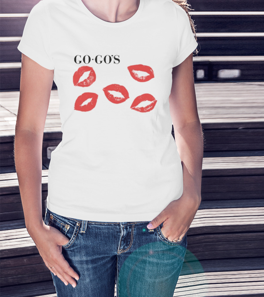 GO GO'S Red Lips White T-Shirt