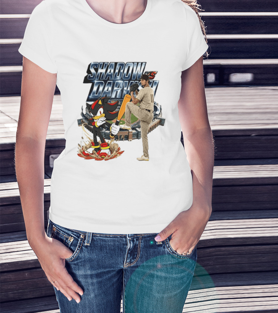 Shadow Vs Darvish Baseball Showdown With MLB Stadium And Hedgehog T-Shirt