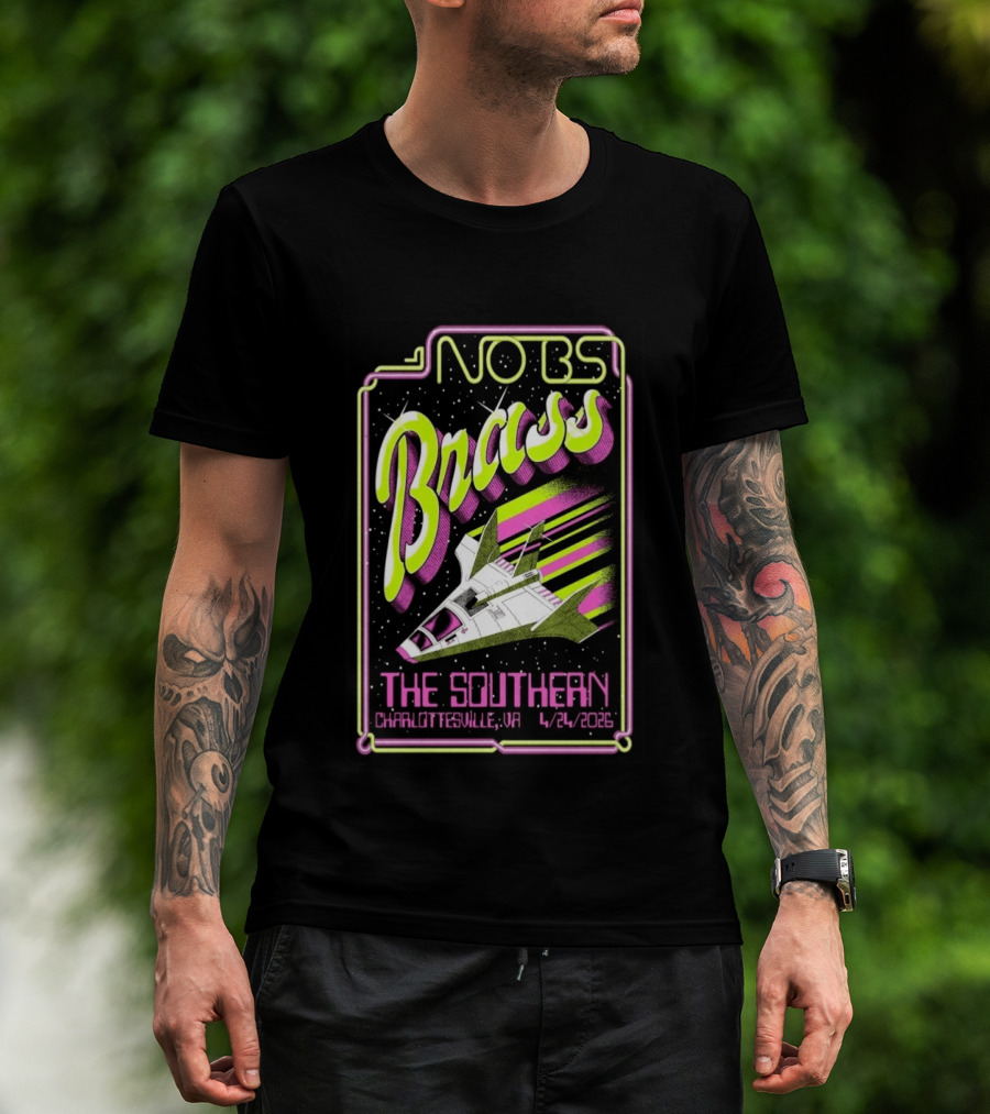 No BS Brass Band The Southern Charlottesville VA 4/24/2026 Retro Sci Fi Rocket T-Shirt