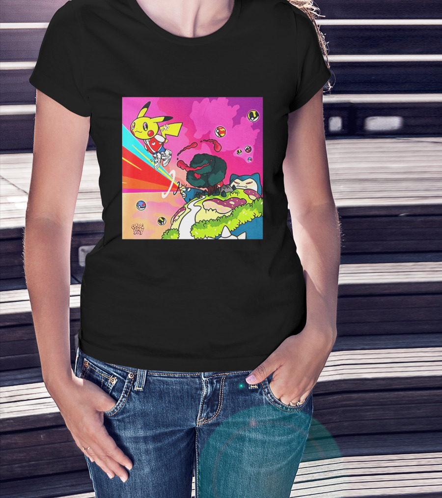 Pikachu Graduation Inspired By Album Cover Elements Pokemon Crossover Scene T-Shirt